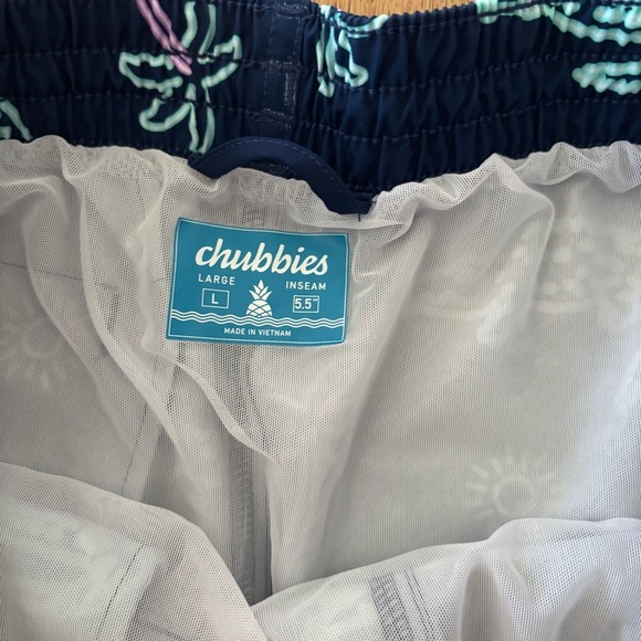 Chubbies Swim Trunk The Neon Glades Navy Alligator Palms Men’s Large 5.5” NWOT - Picture 5 of 5